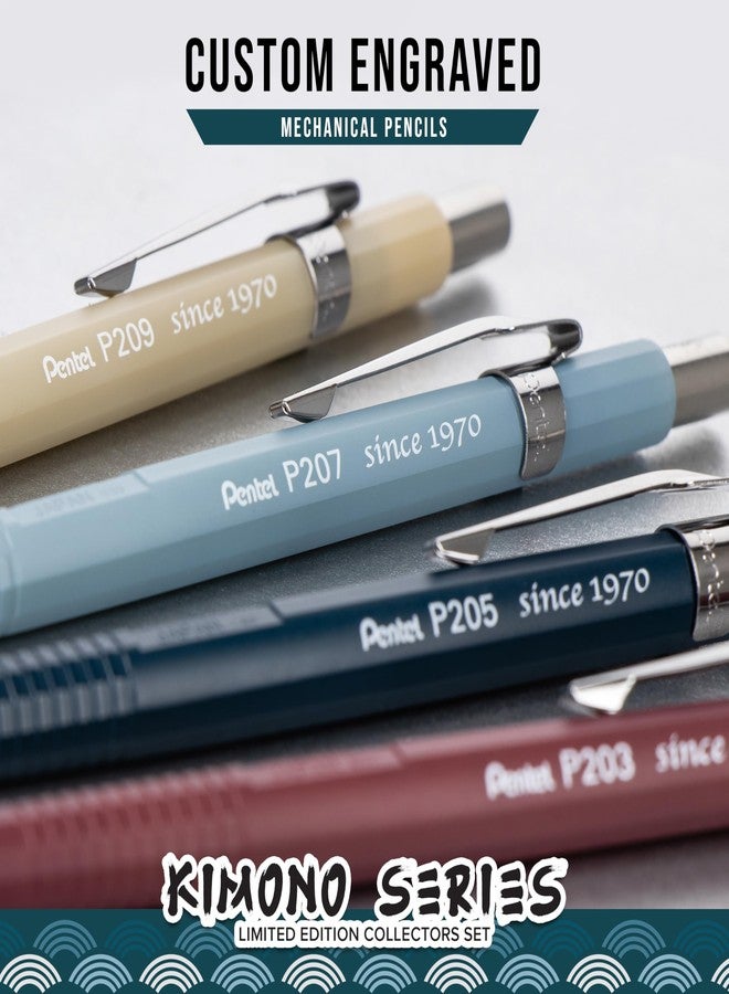 بنتل قلم رصاص ميكانيكي من Pentel Sharp، إصدار محدود، مجموعة ألوان Kimono، تتضمن أحجام رؤوس 0.3 مم، 0.5 مم، 0.7 مم، 0.9 مم، (P200JPBXSET) - Image 4